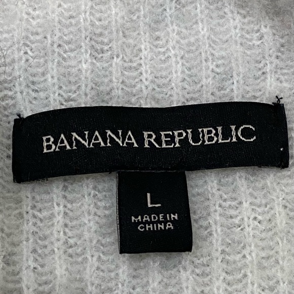 BANANA REPUBLIC 551630-02 Light Gray Cropped Ribbed Ballon Sleeve Sweater Size L - Picture 8 of 10